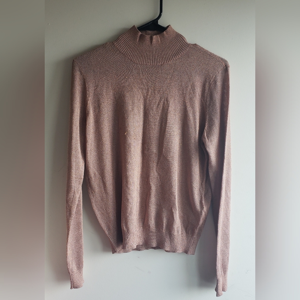 Noisy may Pink Tan Turtleneck Sweater Fine-Knit